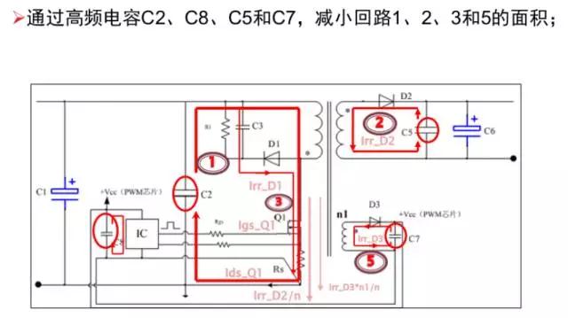 電源適配器利用高頻電容，減少回路面積